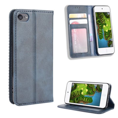 Auto-absorbed Retro PU Leather Wallet Phone Cover for iPod touch 5/touch 6/touch 7