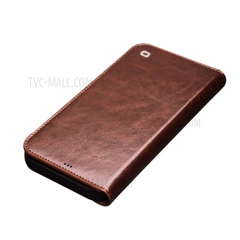 QIALINO For iPhone 12 mini 5.4 inch Genuine Cowhide Leather Case Wallet Stand Phone Cover
