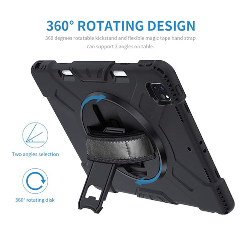 Thicken Kickstand PC Silicone Hybrid Shell Case for iPad Air 13 (2026) / (2025) / (2024) / Pro 12.9 (2022) / (2021) / (2020) / (2018)