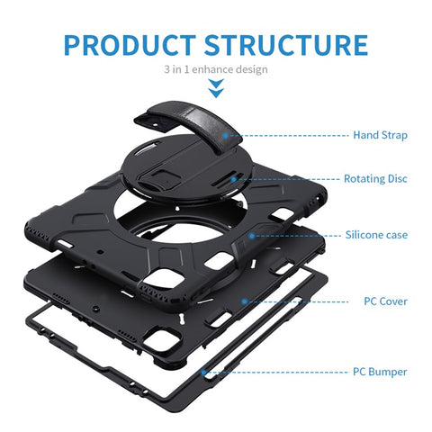 Thicken Kickstand PC Silicone Hybrid Shell Case for iPad Air 13 (2026) / (2025) / (2024) / Pro 12.9 (2022) / (2021) / (2020) / (2018)