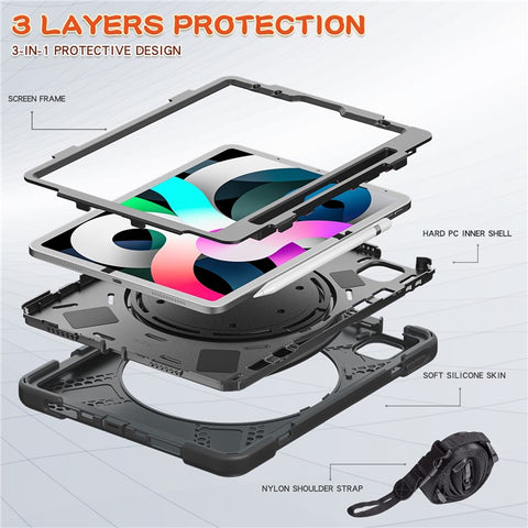 PC + Silicone Case with Strap for iPad Air 11 (2026) / (2025) / (2024) / Air (2020) / (2022) / Pro 11 (2022) / (2021) / (2020) / (2018)