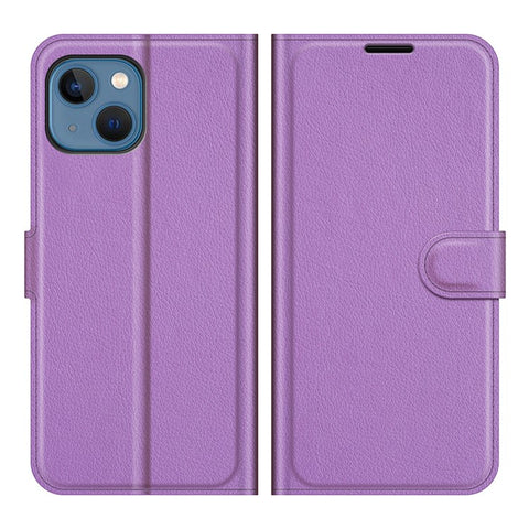 Full Protective Litchi Skin Leather Wallet Case Mobile Phone Stand Case Cover for iPhone 13 mini 5.4 inch