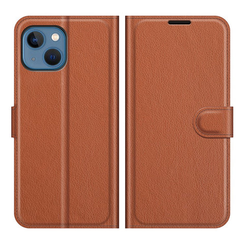 Full Protective Litchi Skin Leather Wallet Case Mobile Phone Stand Case Cover for iPhone 13 mini 5.4 inch