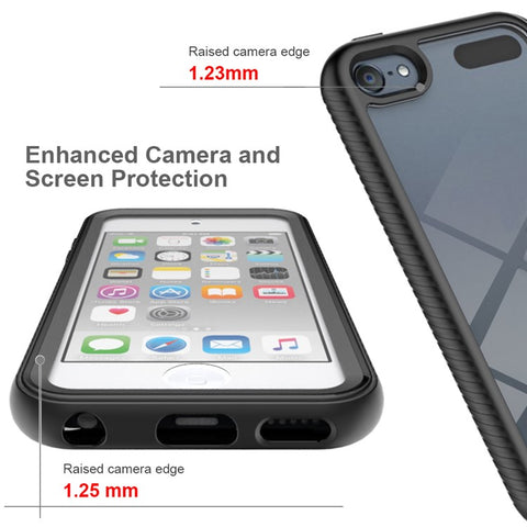 Full Coverage PC + TPU Hybrid Case Phone Shell with PET Screen Protector for iPod Touch (2019)/ 6/5
