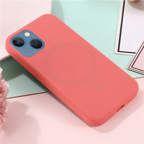 For iPhone 13 mini 5.4 inch Liquid Silicone Phone Cover Protective Case for Magnetic Charging
