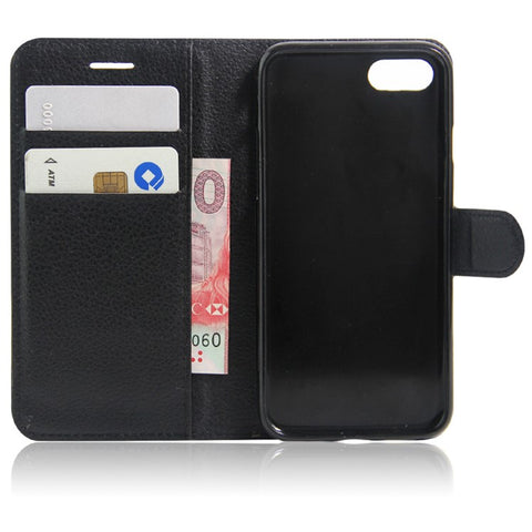 Litchi Grain Leather Wallet Case Flip Folio Stand Protective Cover for iPhone SE 2nd Gen (2020)/SE (2022)/8/7 4.7 inch