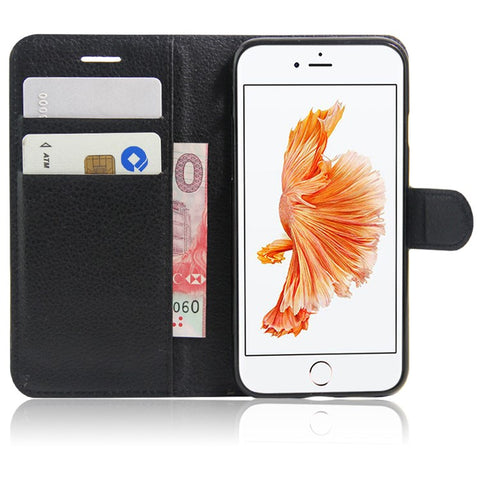 Litchi Grain Leather Wallet Case Flip Folio Stand Protective Cover for iPhone SE 2nd Gen (2020)/SE (2022)/8/7 4.7 inch