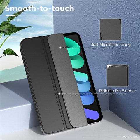 Magnetic Absorption Tri-Fold Stand PU Leather Tablet Case Shell with Auto Wake / Sleep for iPad mini (2024) / mini (2021)
