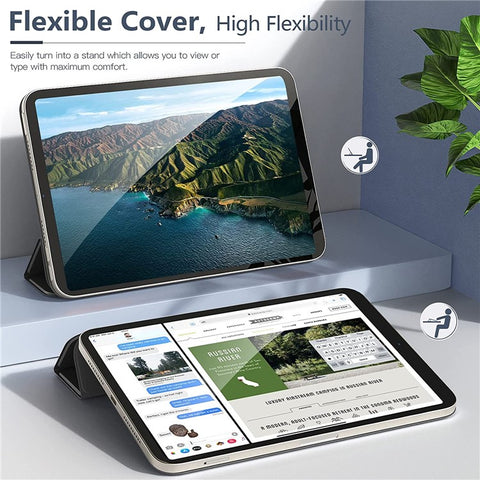 Magnetic Absorption Tri-Fold Stand PU Leather Tablet Case Shell with Auto Wake / Sleep for iPad mini (2024) / mini (2021)