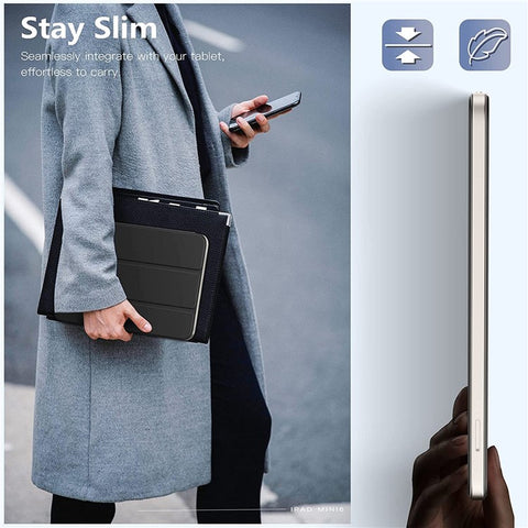 Magnetic Absorption Tri-Fold Stand PU Leather Tablet Case Shell with Auto Wake / Sleep for iPad mini (2024) / mini (2021)