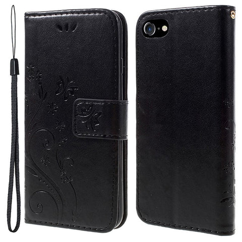 PU Leather Case for iPhone SE (2020)/SE (2022)/8/7 4.7 inch Phone Wallet Cover with Strap