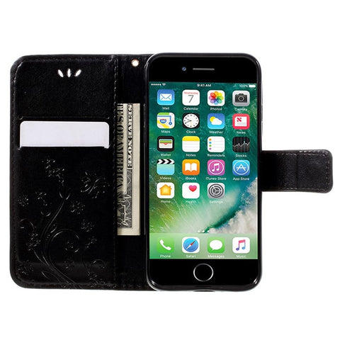 PU Leather Case for iPhone SE (2020)/SE (2022)/8/7 4.7 inch Phone Wallet Cover with Strap