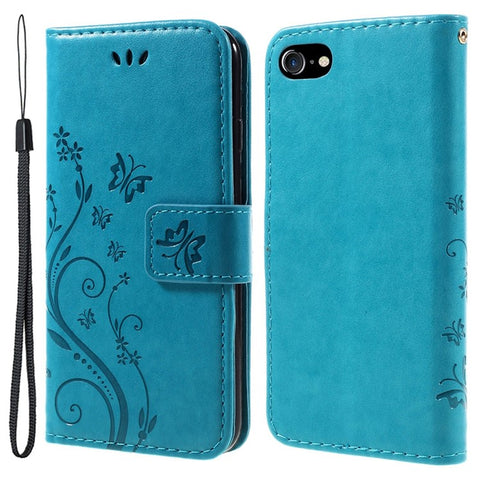 PU Leather Case for iPhone SE (2020)/SE (2022)/8/7 4.7 inch Phone Wallet Cover with Strap
