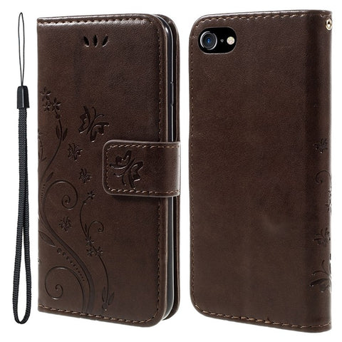 PU Leather Case for iPhone SE (2020)/SE (2022)/8/7 4.7 inch Phone Wallet Cover with Strap