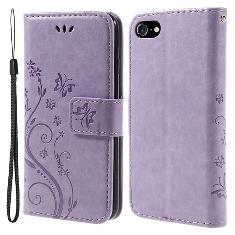 PU Leather Case for iPhone SE (2020)/SE (2022)/8/7 4.7 inch Phone Wallet Cover with Strap