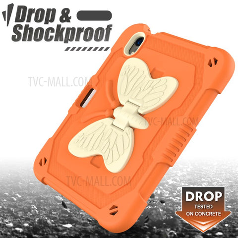 Color Splicing Butterfly Shape Kickstand Tablet Protective Case Cover with Shoulder Strap for iPad mini (2024) / mini (2021)