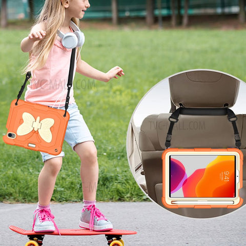 Color Splicing Butterfly Shape Kickstand Tablet Protective Case Cover with Shoulder Strap for iPad mini (2024) / mini (2021)