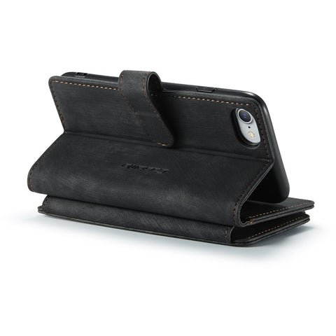 For iPhone SE (2022) / SE (2020) / 8 / 7 / 6 Phone Cases with Strap CASEME C30 Zipper Multiple Card Holder PU Leather Cover