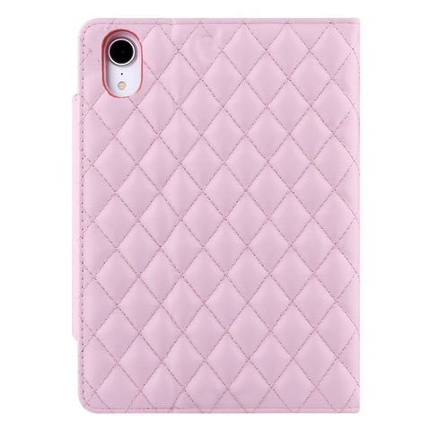 Grids Embroidery Auto Wake / Sleep PU Leather Stand Wallet Tablet Cover Case with Pen Slot for iPad mini (2024) / mini (2021)