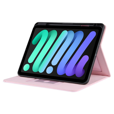 Grids Embroidery Auto Wake / Sleep PU Leather Stand Wallet Tablet Cover Case with Pen Slot for iPad mini (2024) / mini (2021)