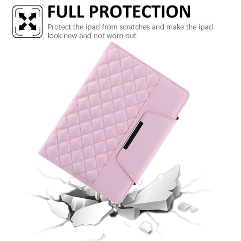 Grids Embroidery Auto Wake / Sleep PU Leather Stand Wallet Tablet Cover Case with Pen Slot for iPad mini (2024) / mini (2021)