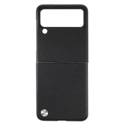 X-LEVEL Perfect Fit Flip Design Carbon Fiber PU Leather Coated PC Case for Samsung Galaxy Z Flip3 5G