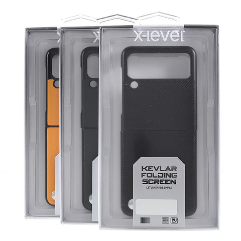 X-LEVEL Perfect Fit Flip Design Carbon Fiber PU Leather Coated PC Case for Samsung Galaxy Z Flip3 5G