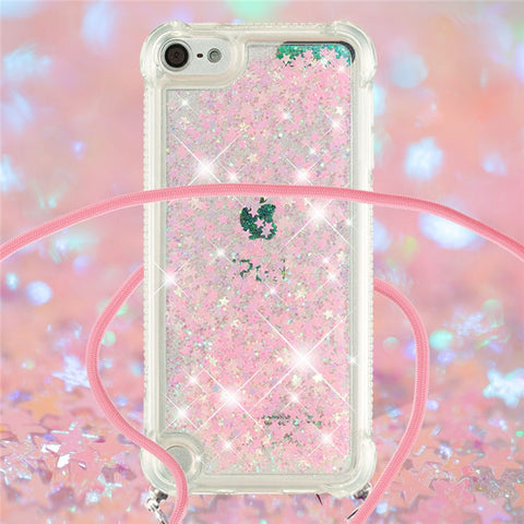 Long Lanyard Glitter Liquid Quicksand TPU Case Cover for iPod Touch (2019)/iPod Touch 6/5