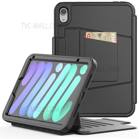 PU Leather Smart Auto Wake / Sleep Cover Card Slot Kickstand Tablet Case with Pen Holder for iPad mini (2024) / mini (2021)