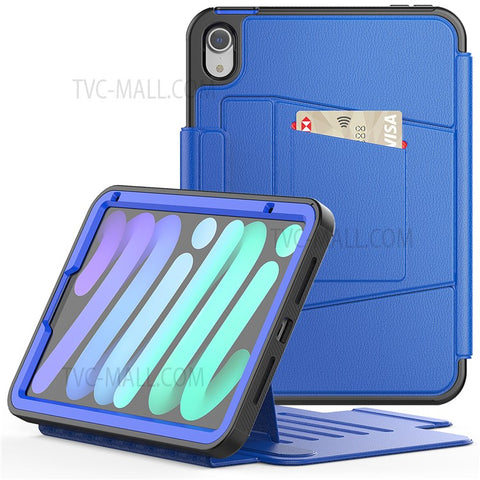 PU Leather Smart Auto Wake / Sleep Cover Card Slot Kickstand Tablet Case with Pen Holder for iPad mini (2024) / mini (2021)