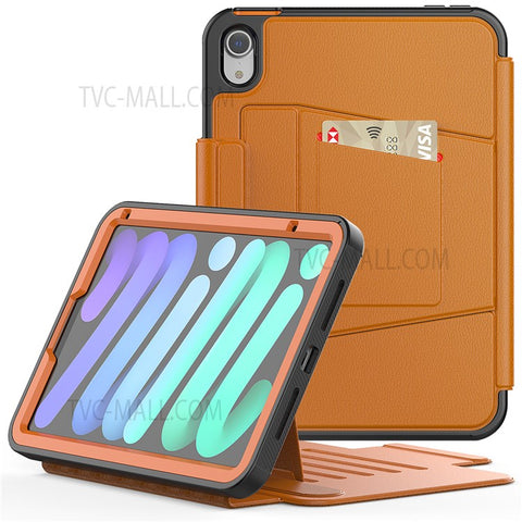 PU Leather Smart Auto Wake / Sleep Cover Card Slot Kickstand Tablet Case with Pen Holder for iPad mini (2024) / mini (2021)