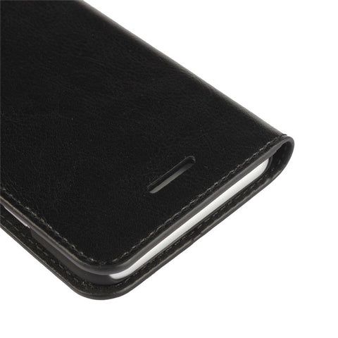 For iPhone SE (2020)/SE (2022)/8/7 4.7 inch Oiled-edging Crazy Horse Genuine Leather Attached Hard PC Inner Case Wallet Stand Flip Phone Cover