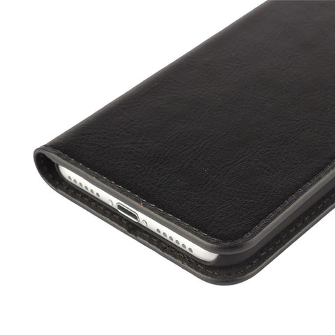 For iPhone SE (2020)/SE (2022)/8/7 4.7 inch Oiled-edging Crazy Horse Genuine Leather Attached Hard PC Inner Case Wallet Stand Flip Phone Cover