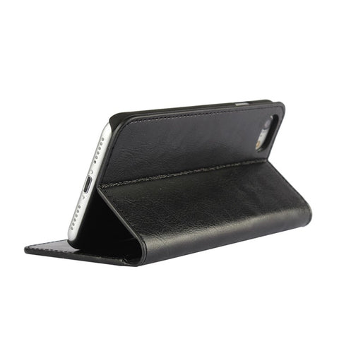 For iPhone SE (2020)/SE (2022)/8/7 4.7 inch Oiled-edging Crazy Horse Genuine Leather Attached Hard PC Inner Case Wallet Stand Flip Phone Cover