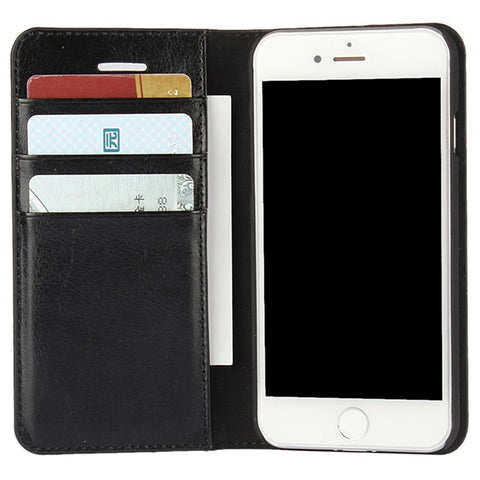 For iPhone SE (2020)/SE (2022)/8/7 4.7 inch Oiled-edging Crazy Horse Genuine Leather Attached Hard PC Inner Case Wallet Stand Flip Phone Cover