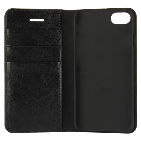 For iPhone SE (2020)/SE (2022)/8/7 4.7 inch Oiled-edging Crazy Horse Genuine Leather Attached Hard PC Inner Case Wallet Stand Flip Phone Cover