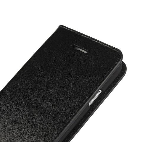 For iPhone SE (2020)/SE (2022)/8/7 4.7 inch Oiled-edging Crazy Horse Genuine Leather Attached Hard PC Inner Case Wallet Stand Flip Phone Cover