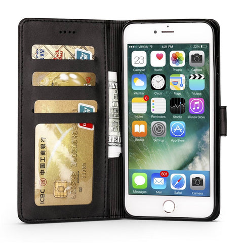 LC.IMEEKE Textured PU Leather Wallet Phone Casing for iPhone 6s / 6 with Adjustable Foldable Stand