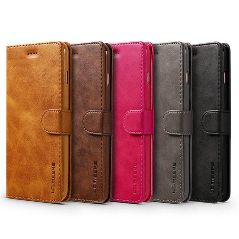 LC.IMEEKE Textured PU Leather Wallet Phone Casing for iPhone 6s / 6 with Adjustable Foldable Stand