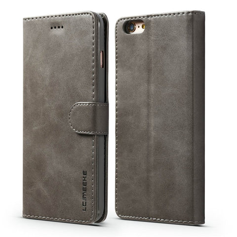 LC.IMEEKE Textured PU Leather Wallet Phone Casing for iPhone 6s / 6 with Adjustable Foldable Stand