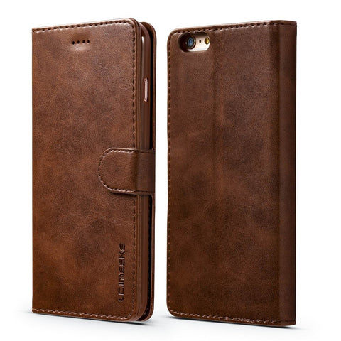 LC.IMEEKE Textured PU Leather Wallet Phone Casing for iPhone 6s / 6 with Adjustable Foldable Stand