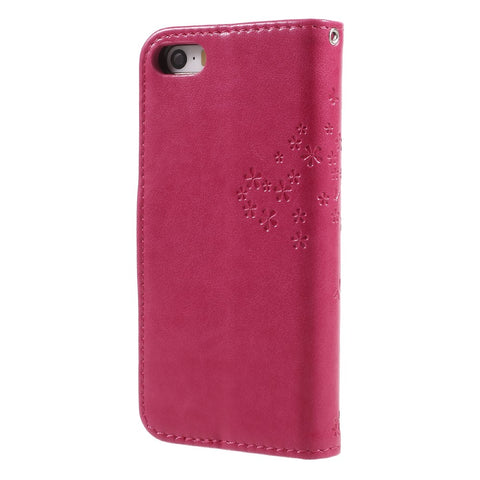 Imprint Tree Owl Magnetic Wallet PU Leather Stand Cover for iPhone 5 / 5s / SE