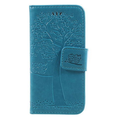 Imprint Tree Owl Magnetic Wallet PU Leather Stand Cover for iPhone 5 / 5s / SE