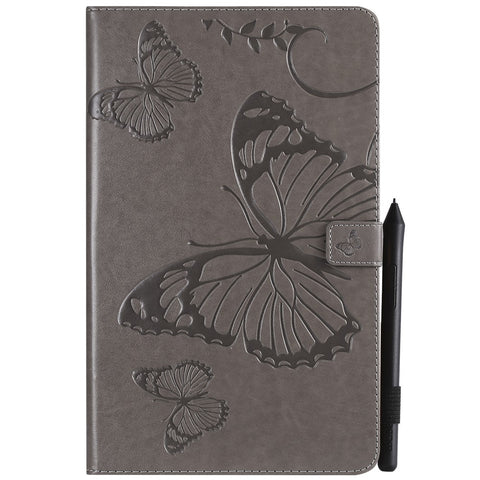 KT Tablet Series-3 Imprint Butterfly Leather Flip Wallet Casing for Samsung Galaxy Tab A 10.5 (2018) T590 T595 T597