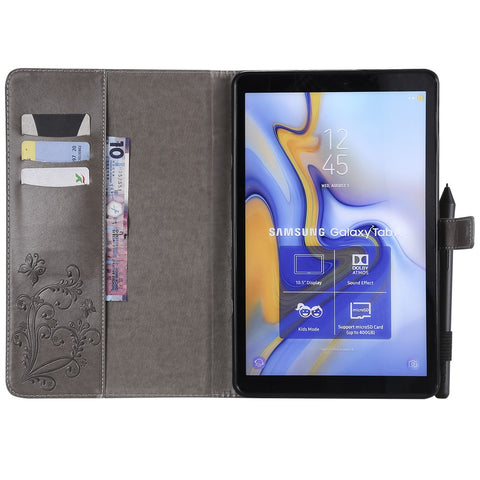 KT Tablet Series-3 Imprint Butterfly Leather Flip Wallet Casing for Samsung Galaxy Tab A 10.5 (2018) T590 T595 T597