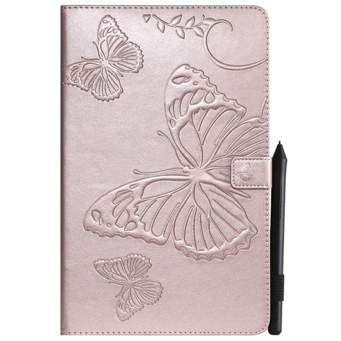 KT Tablet Series-3 Imprint Butterfly Leather Flip Wallet Casing for Samsung Galaxy Tab A 10.5 (2018) T590 T595 T597