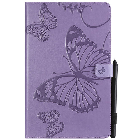 KT Tablet Series-3 Imprint Butterfly Leather Flip Wallet Casing for Samsung Galaxy Tab A 10.5 (2018) T590 T595 T597