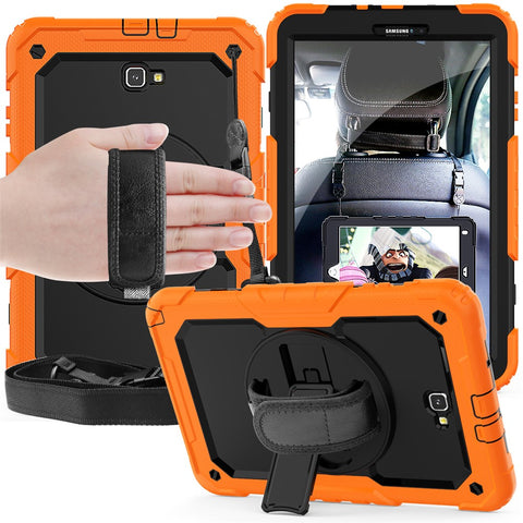 Handy Strap PC Silicone Kickstand Case with Shoulder Strap + Screen Protector for Samsung Galaxy Tab A 10.1 (2016) T580
