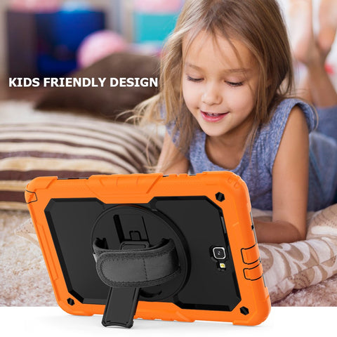 Handy Strap PC Silicone Kickstand Case with Shoulder Strap + Screen Protector for Samsung Galaxy Tab A 10.1 (2016) T580