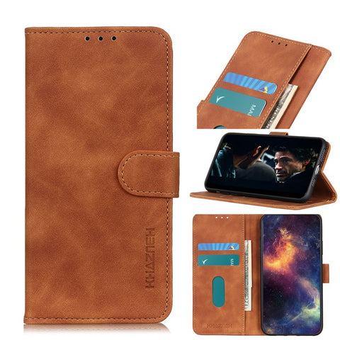 KHAZNEH Retro Leather Wallet Cover Magnetic Phone Shell for Samsung Galaxy S20 Ultra